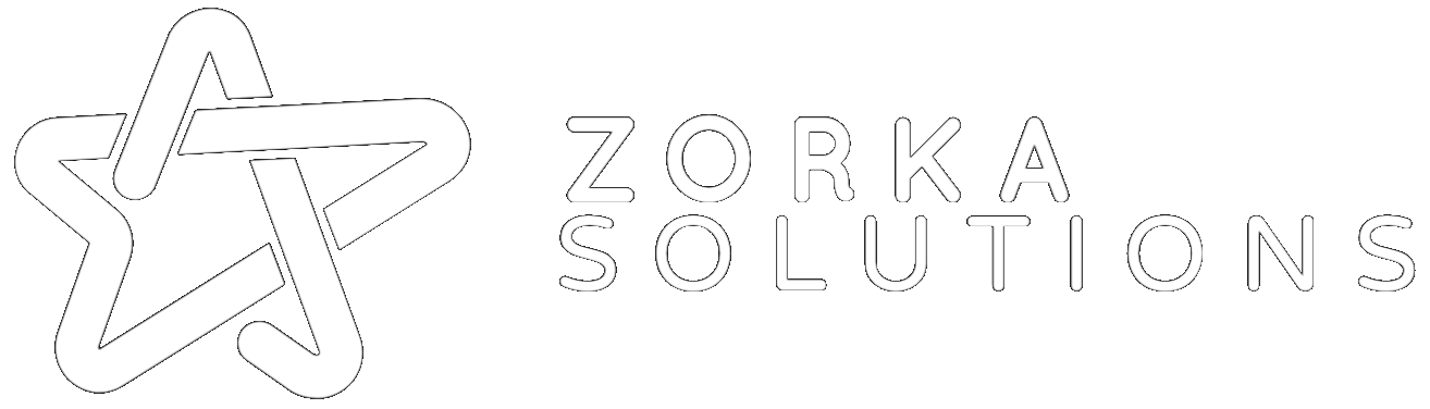 Zorka Solutions brand logo with a star and company name