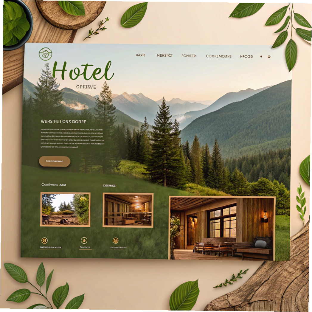 A modern hotel booking website layout showcasing search filters, hotel images, and a booking button for easy navigation.