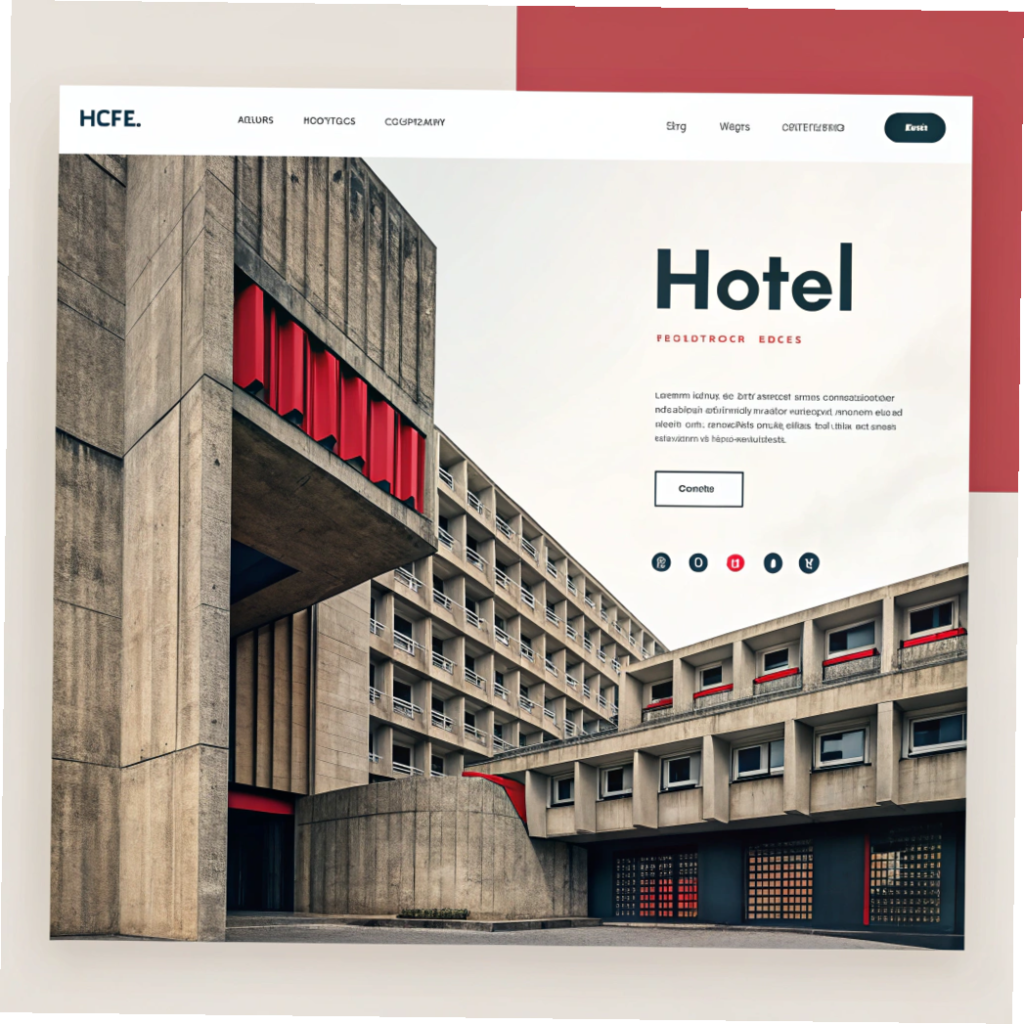 A modern hotel website layout showcasing a welcoming homepage with elegant design elements and booking features.