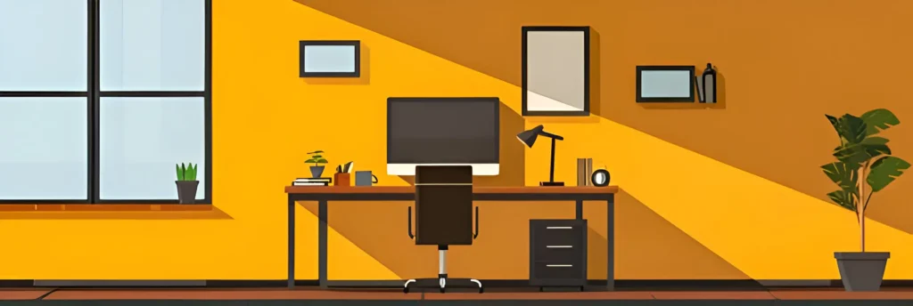 A hotel home office featuring a desk, chair, and a large window allowing natural light.